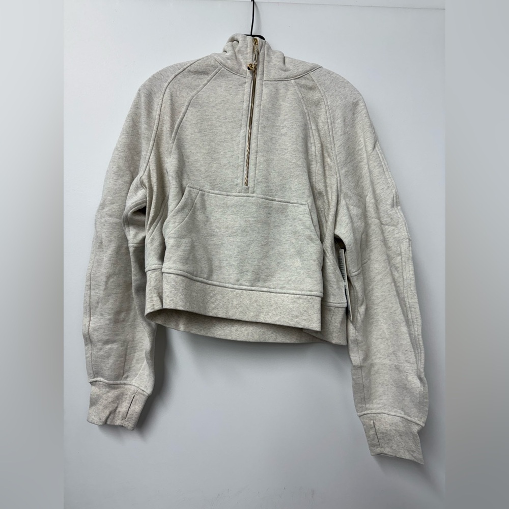 LuluLemon Scuba Oversized Half-Zip Hoodie in Heathered Bone/Gold